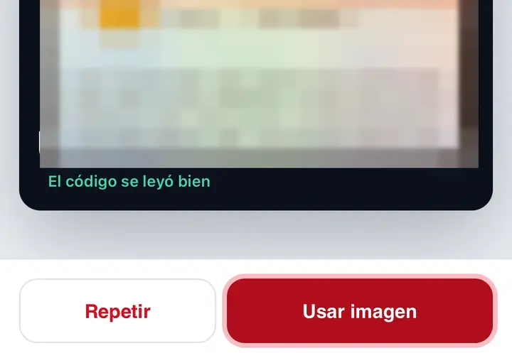 Pantalla de PINRUT, la primera vez: reverso: el código de abajo se lee en el momento